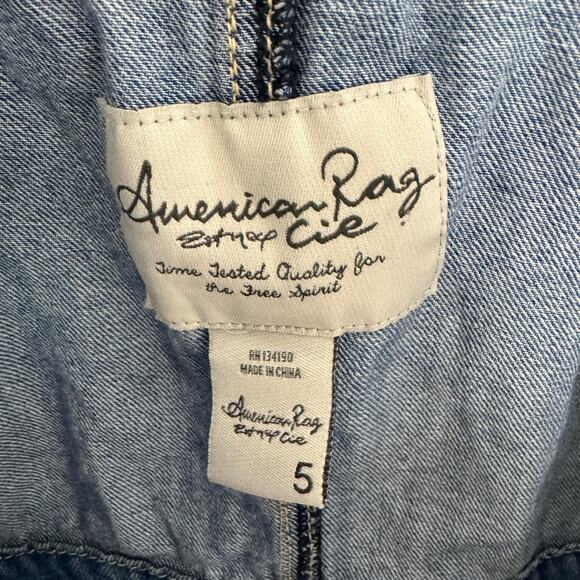 American Rag Short Overalls Shortalls Denim Rag Button Front Size 5 Indie - Picture 7 of 7
